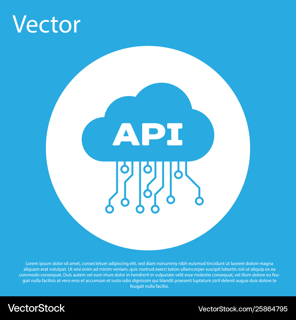 Blue cloud api interface icon isolated on vector image