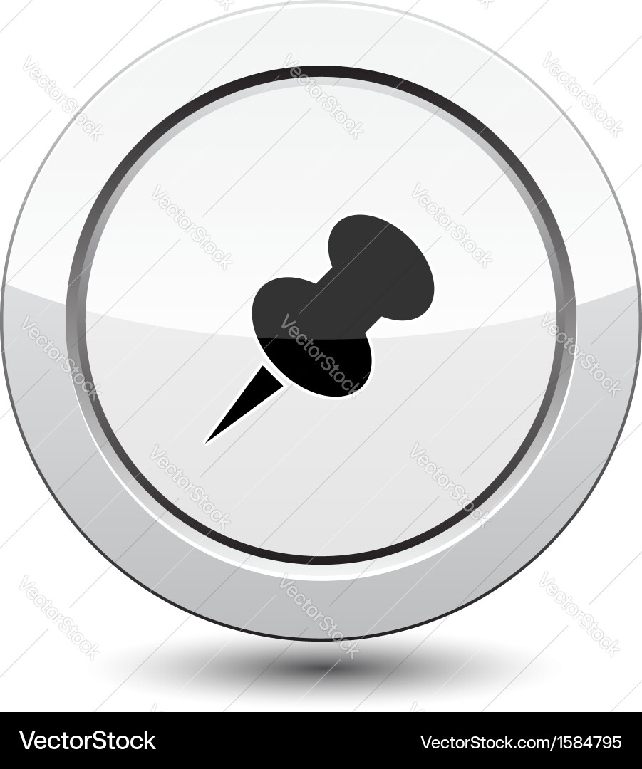 Button with push pin icon Vector Image