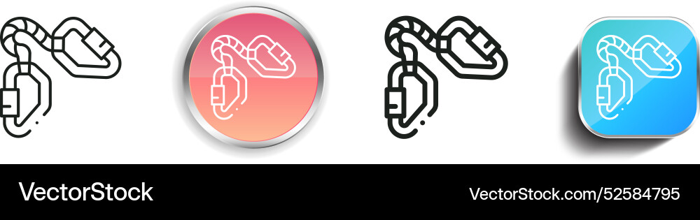 Carabiner icon thin linear regular and button Vector Image