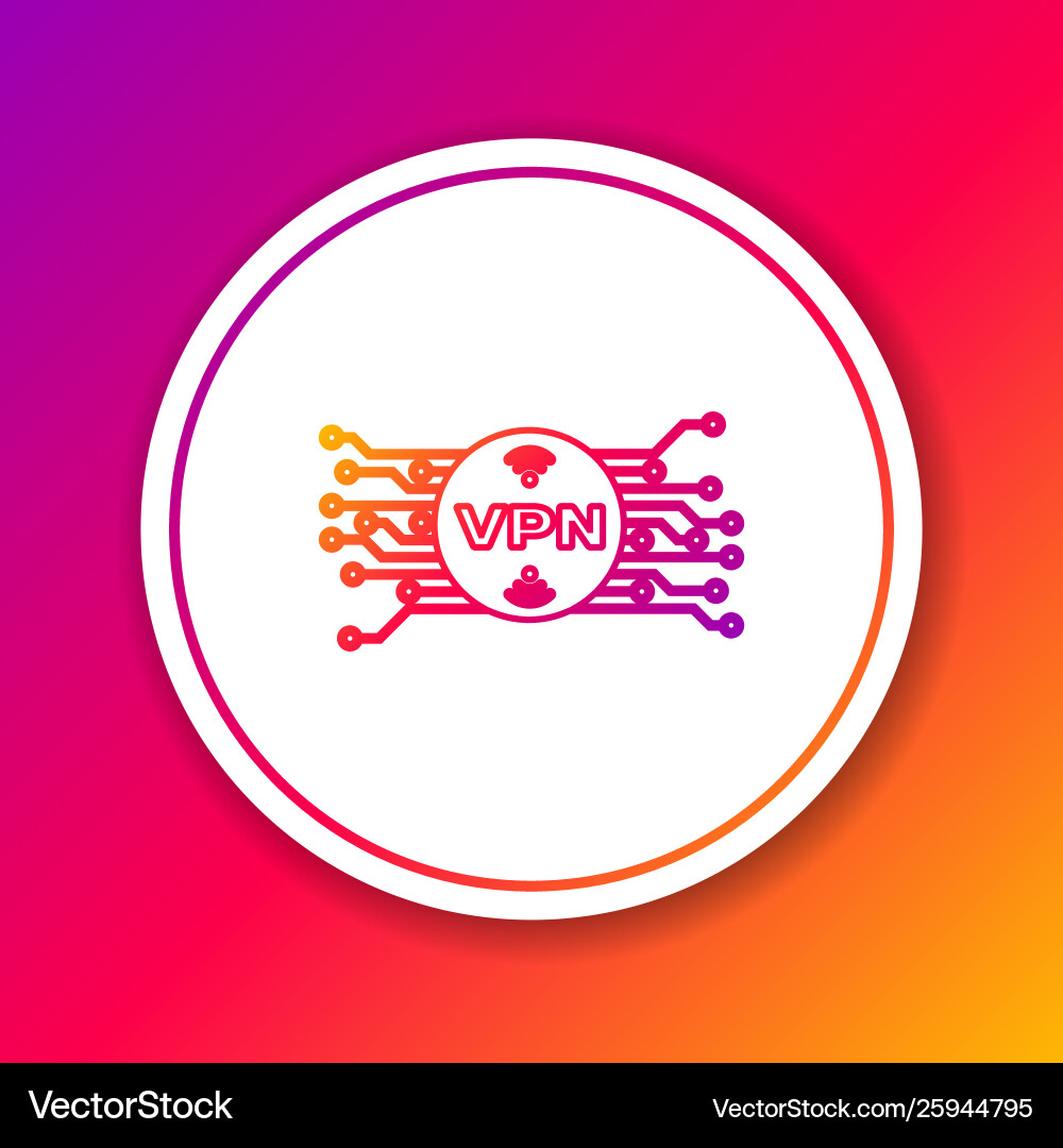 Color vpn in circle with microchip circuit line Color vpn in circle with microchip circuit line vector image