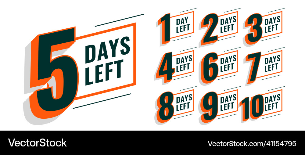 Countdown timer with number of days left tags vector image