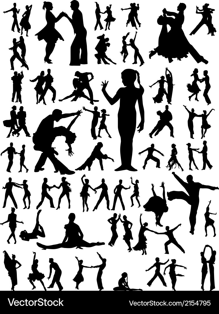 Dance Silhouettes of People Vector Image