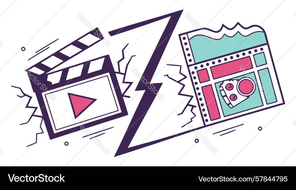 Dynamic clapperboard with lightning bolt design Vector Image