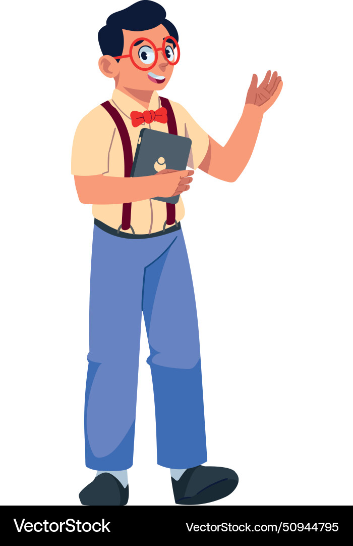 Geek pride day man with device vector image