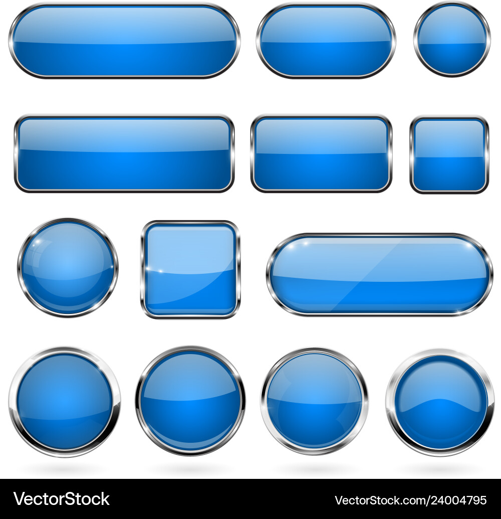 Glass Buttons with Metal Frames Royalty Free Vector Image