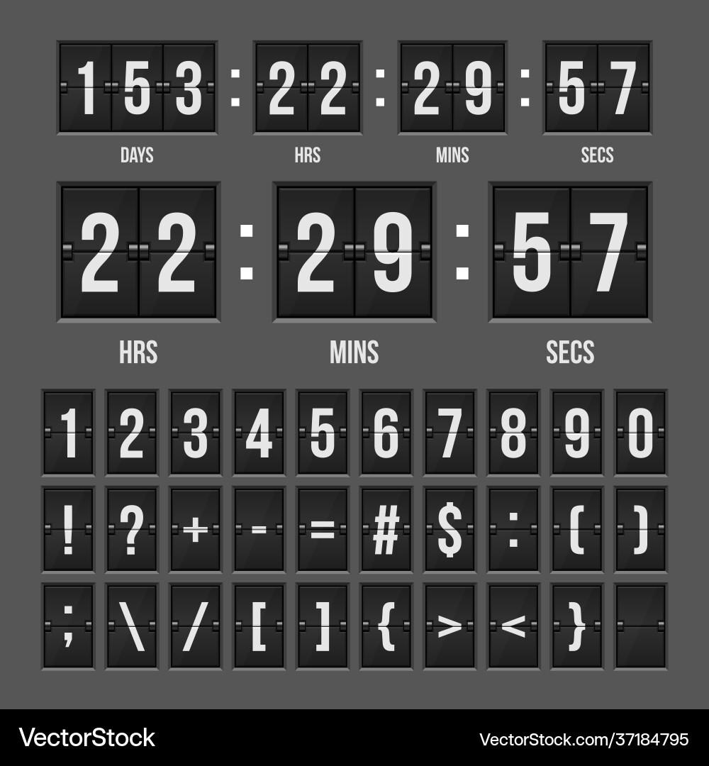 Mechanical scoreboard countdown timer isolated Mechanical scoreboard countdown timer isolated Vector Image