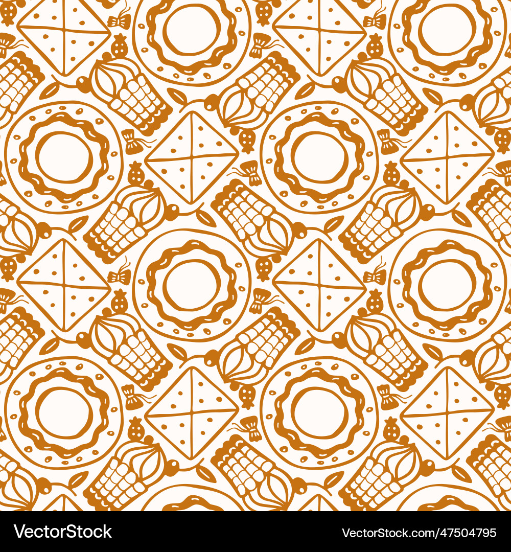 Monochrome seamless pattern with sweets simple Vector Image