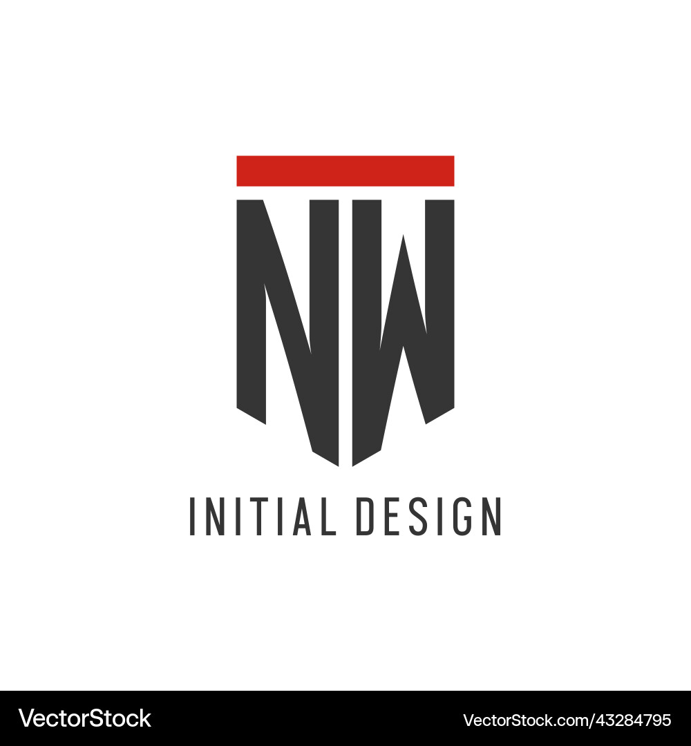 Nw initial esport logo with simple shield design Nw initial esport logo with simple shield design vector image