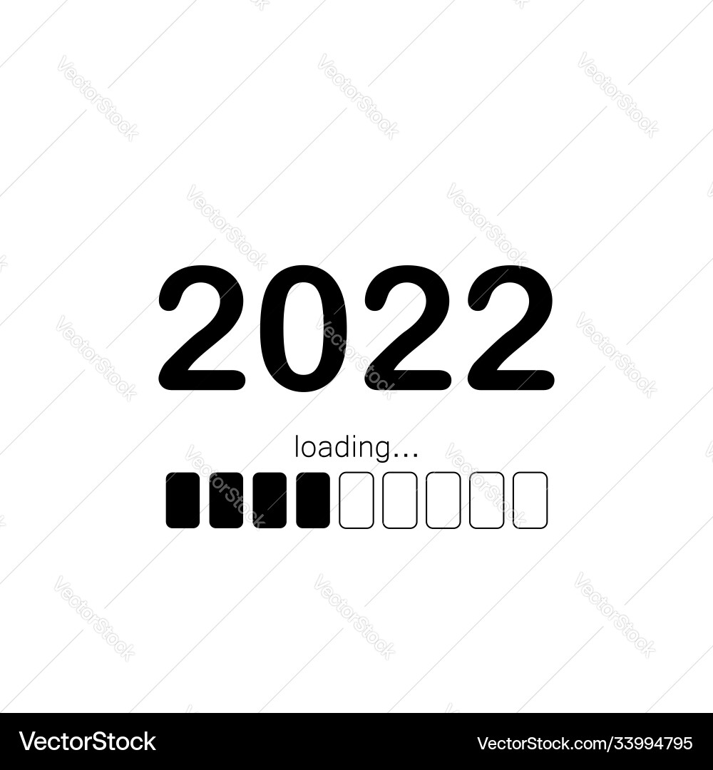 Progress bar showing loading 2022 year Progress bar showing loading 2022 year vector image