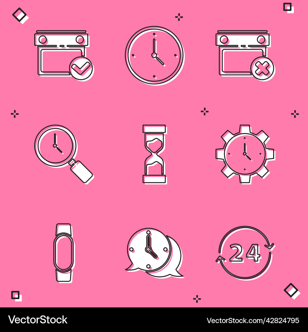 Set calendar with check mark clock date delete Vector Image