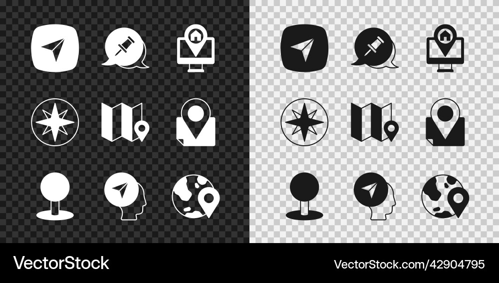 Set city map navigation push pin monitor Set city map navigation push pin monitor vector image
