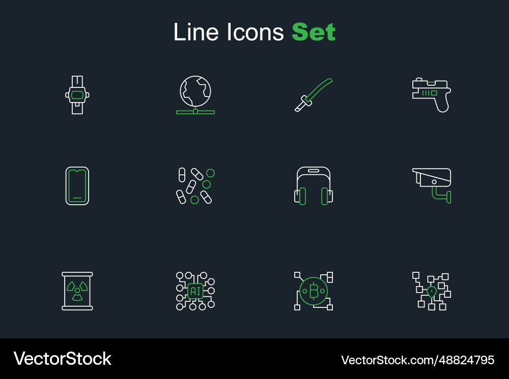 Set line neural network blockchain technology Set line neural network blockchain technology Vector Image