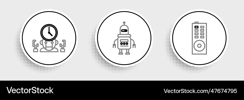 Set line remote control robot and digital time Set line remote control robot and digital time vector image