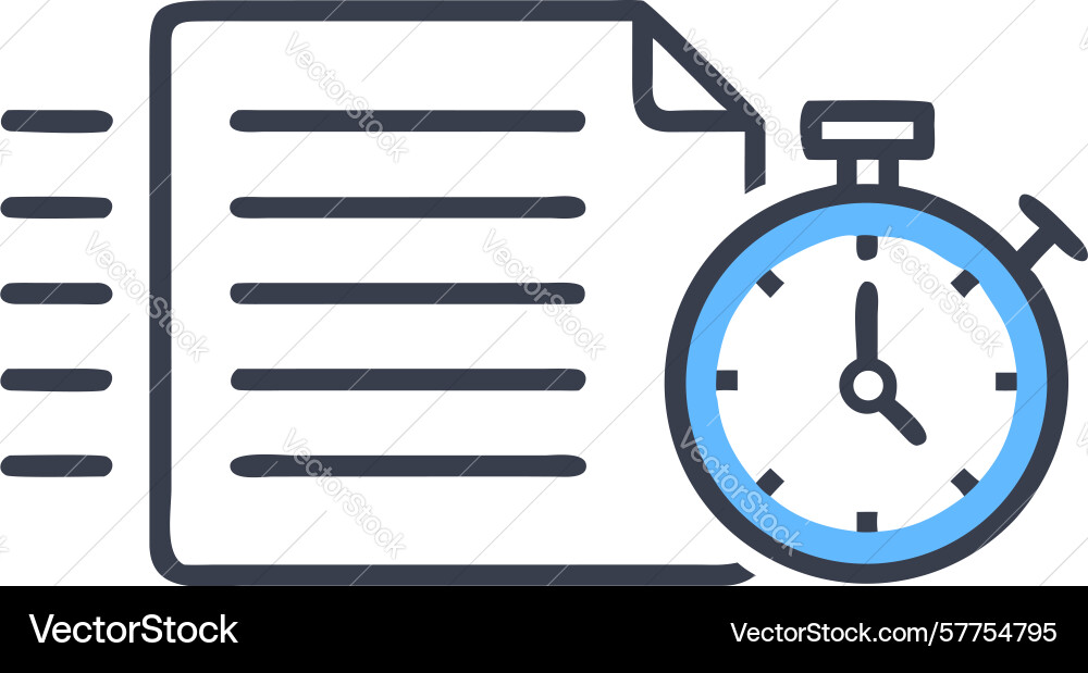 Timed document icon processing time deadlines vector image