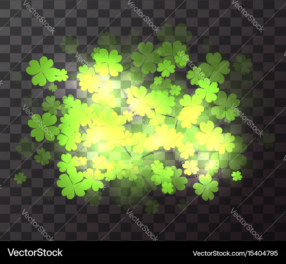 Transparent element with a happy four-leaf clover vector image