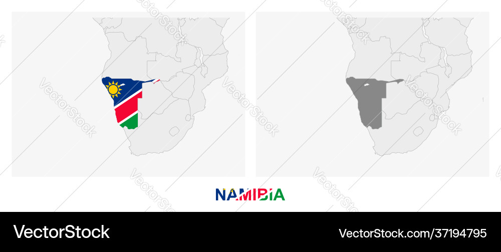 Two versions map namibia with flag vector image