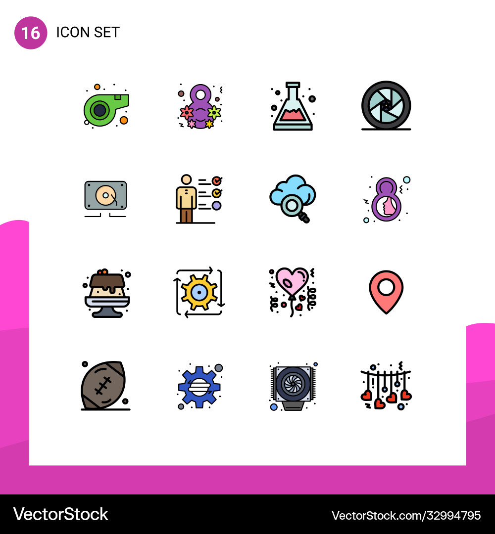 User interface pack 16 basic flat color filled Vector Image