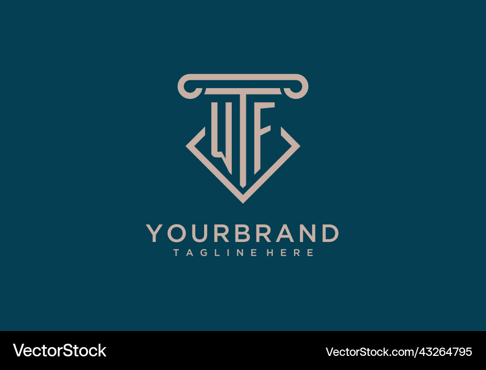 Wf initial with pillar icon design clean Vector Image