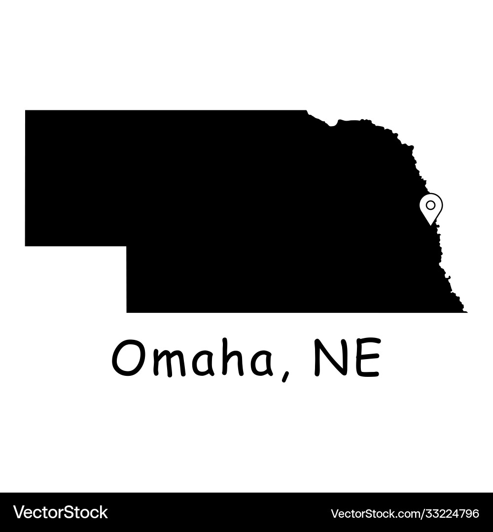 1308 omaha ne on nebraska state map Vector Image