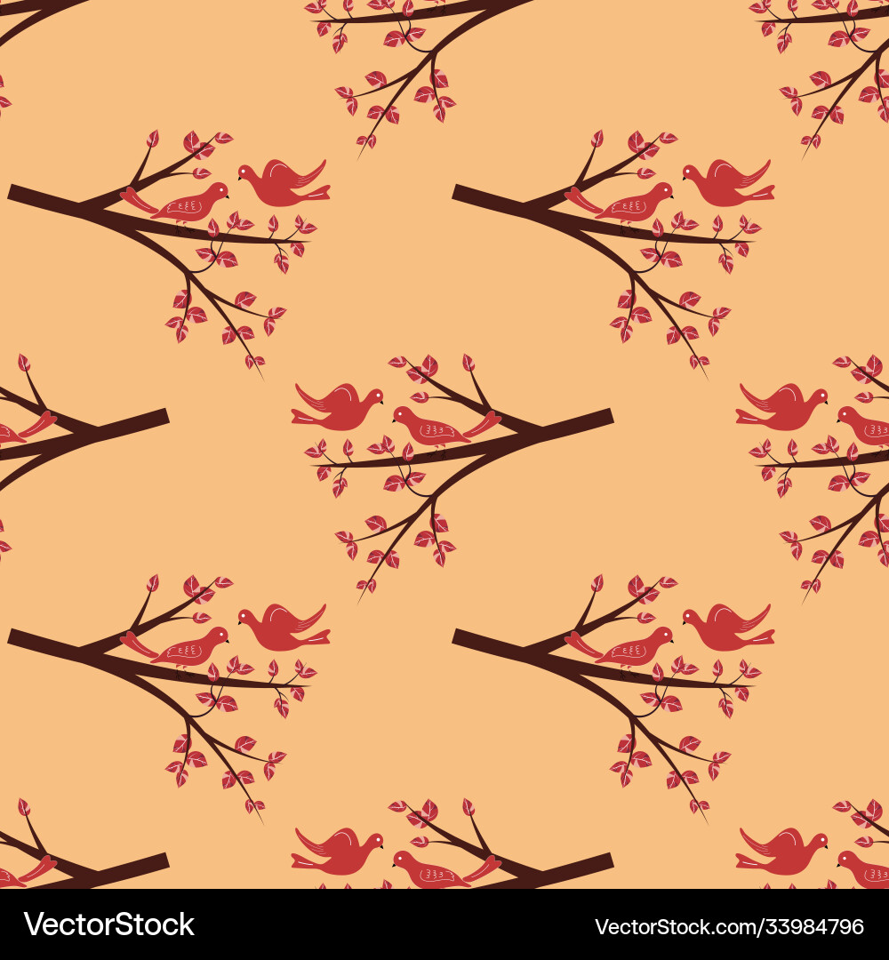 Autumn birds seamless pattern Royalty Free Vector Image