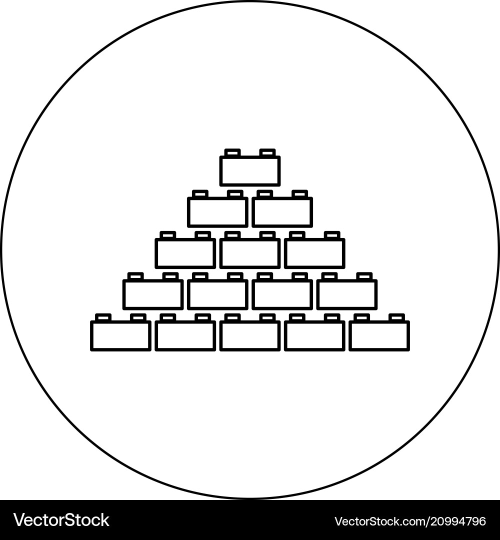 Building block icon black color in circle isolated Vector Image