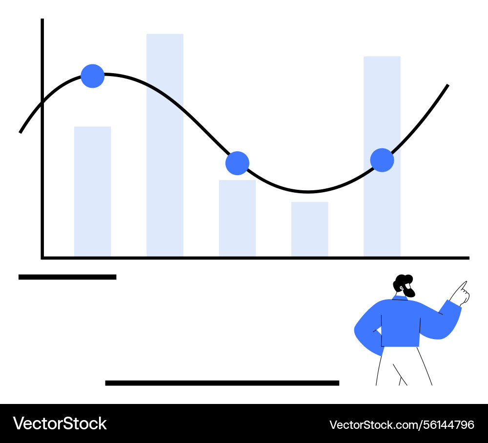 Business analysis with bar chart and line graph Business analysis with bar chart and line graph vector image