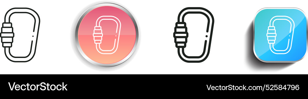 Carabiner icon thin linear regular and button vector image