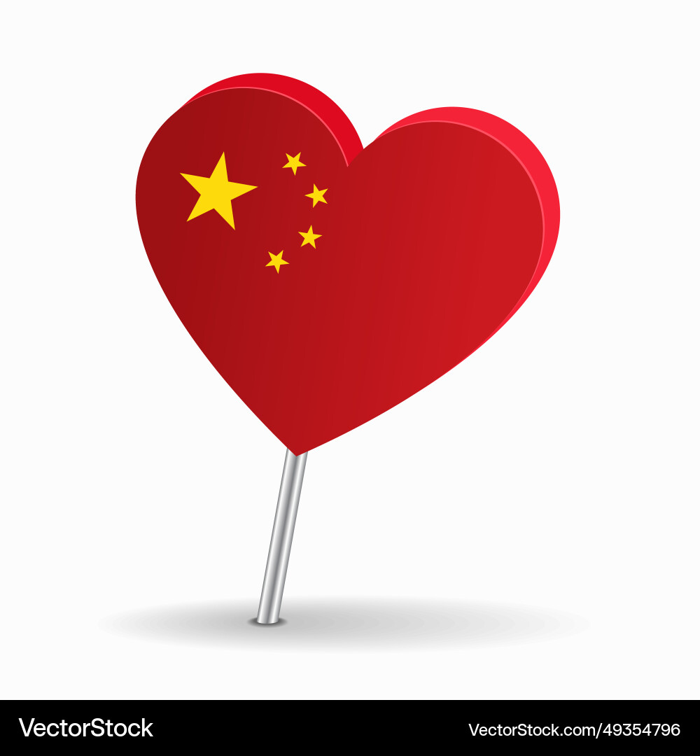 Chinese flag heart-shaped map pointer layout Chinese flag heart-shaped map pointer layout vector image