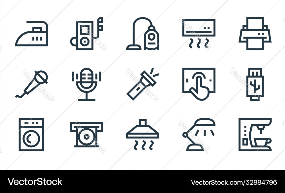 Electronics line icons linear set quality Electronics line icons linear set quality Vector Image