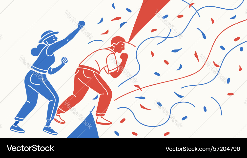 Energetic figures engaging in dynamic interaction vector image