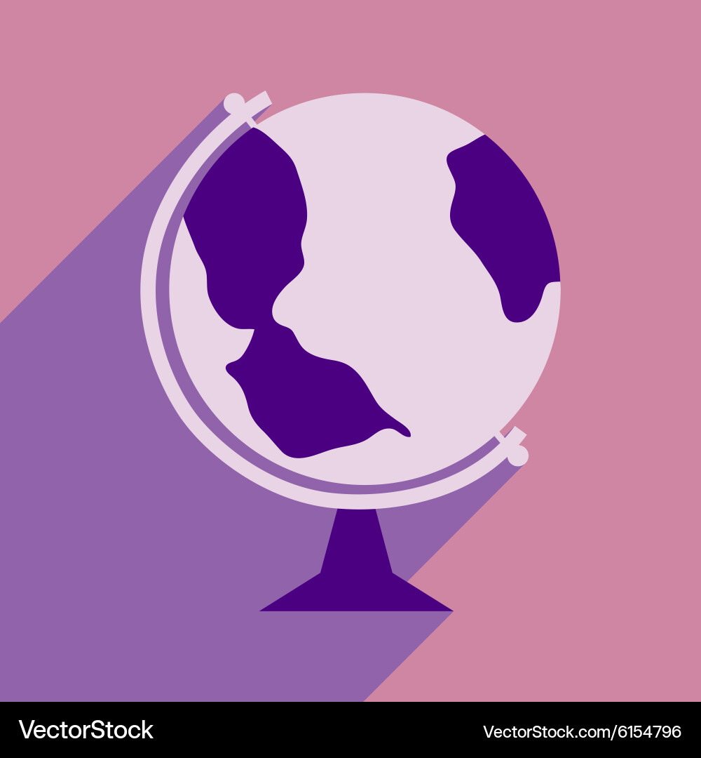 Flat with shadow icon and mobile application globe vector image