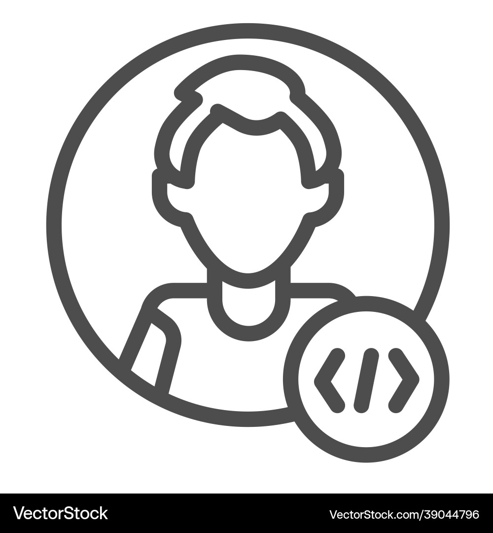 Guy Coder mit einem Code-Tag Avatar von Programmierer vektorbild