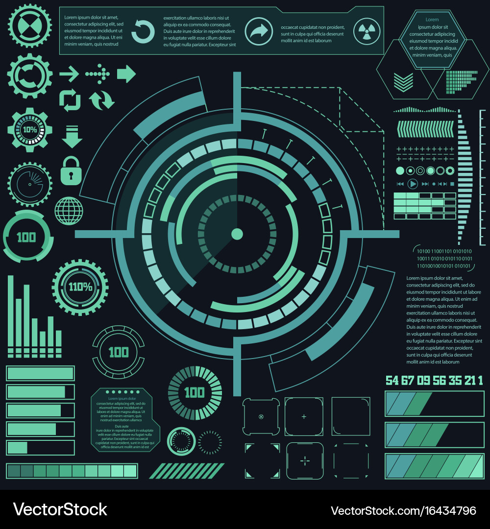 High-Tech Digital Interface Elements Vector Image