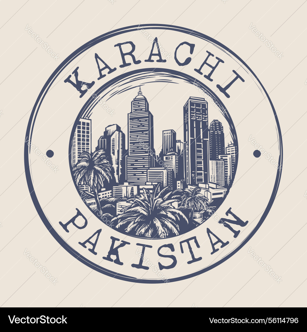 Karachi pakistan stamp city postmark Karachi pakistan stamp city postmark vector image