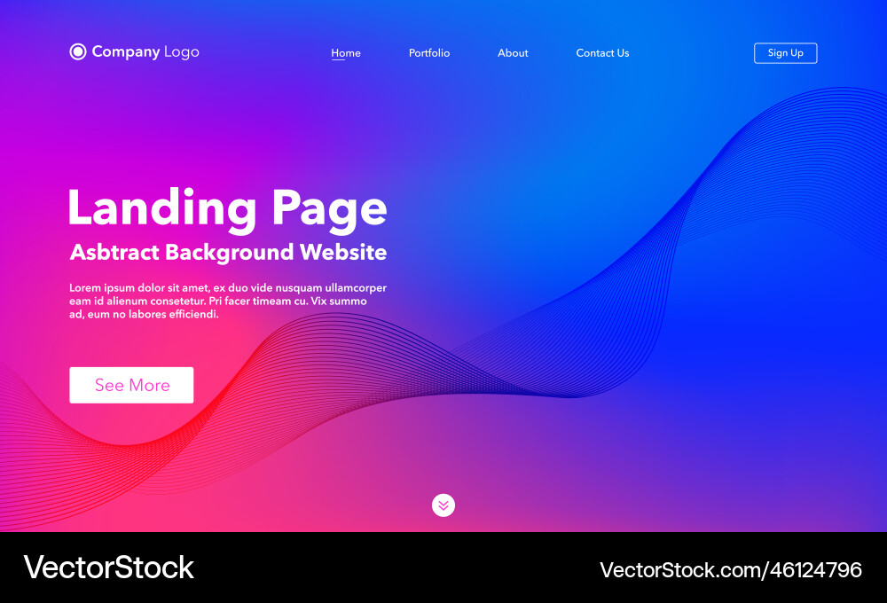 Landing page abstract wave background website Landing page abstract wave background website vector image