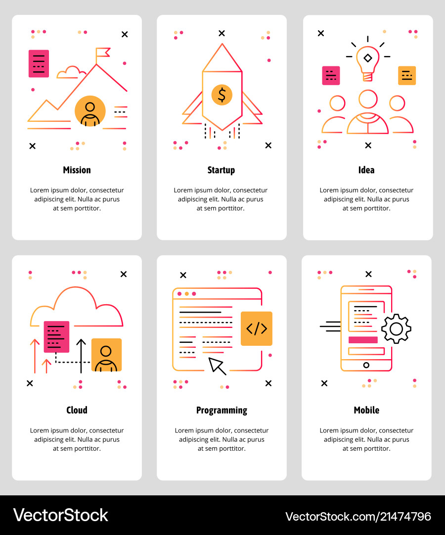 Line art web and mobile app template set vector image