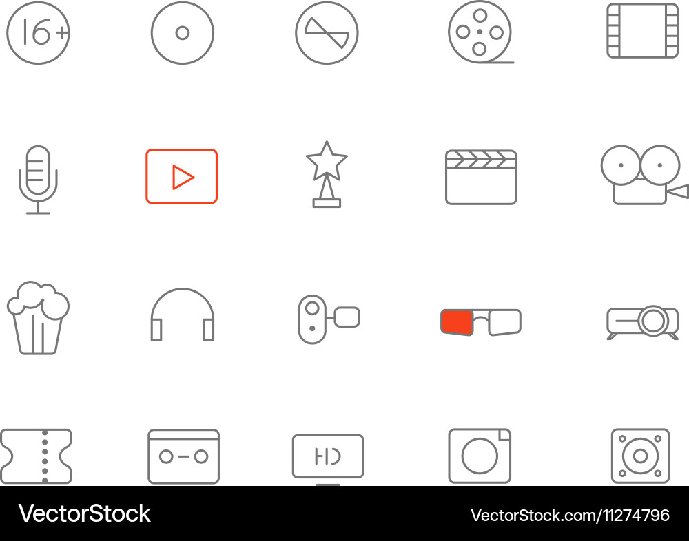 Media Lineart Icons - Film & Audio Vector Image