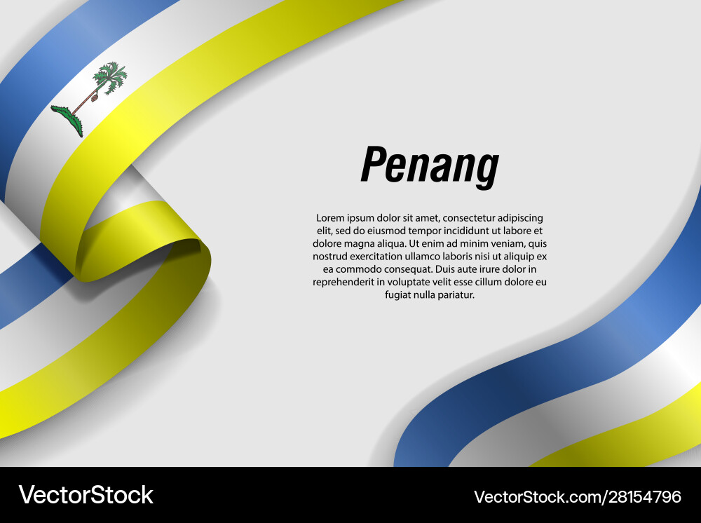 Penang Flag Ribbon Wave Vector Image