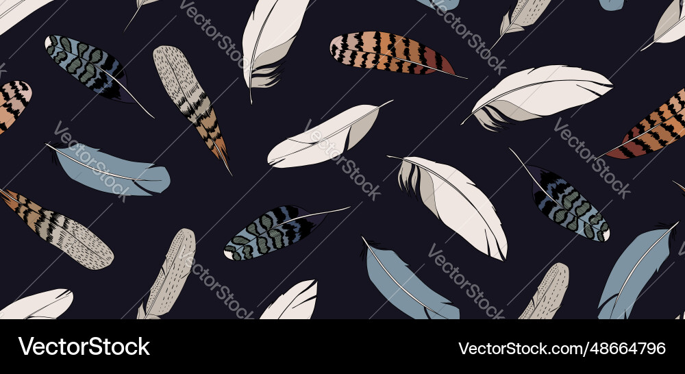 Seamless pattern with feathers Seamless pattern with feathers vector image
