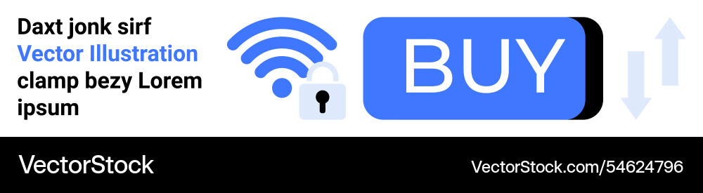 Secure online purchase button with wireless symbol Secure online purchase button with wireless symbol Vector Image