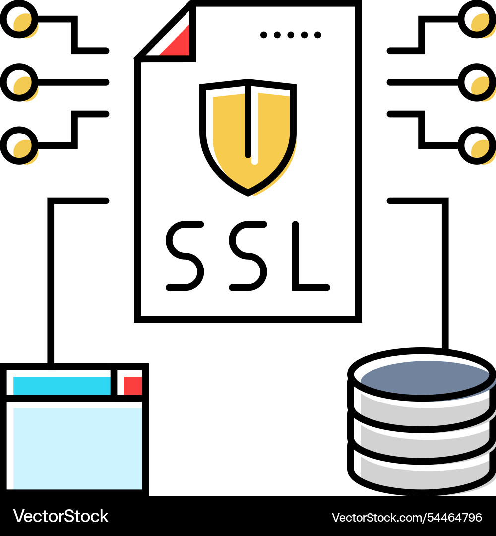 Ssl secure sockets layer seo color icon Ssl secure sockets layer seo color icon vector image