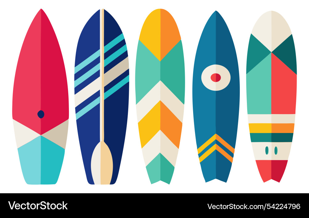 Surfboard element collection white background Vector Image