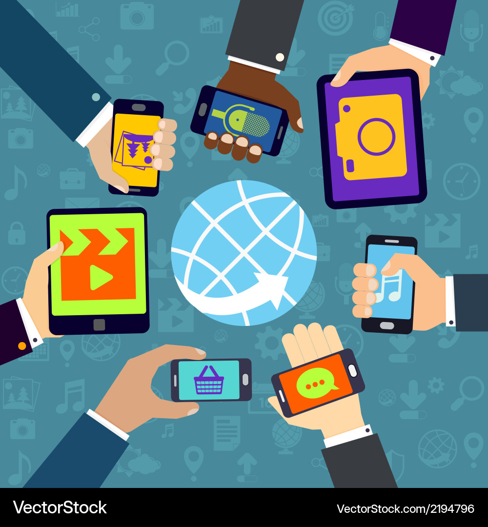 Using mobile services vector image