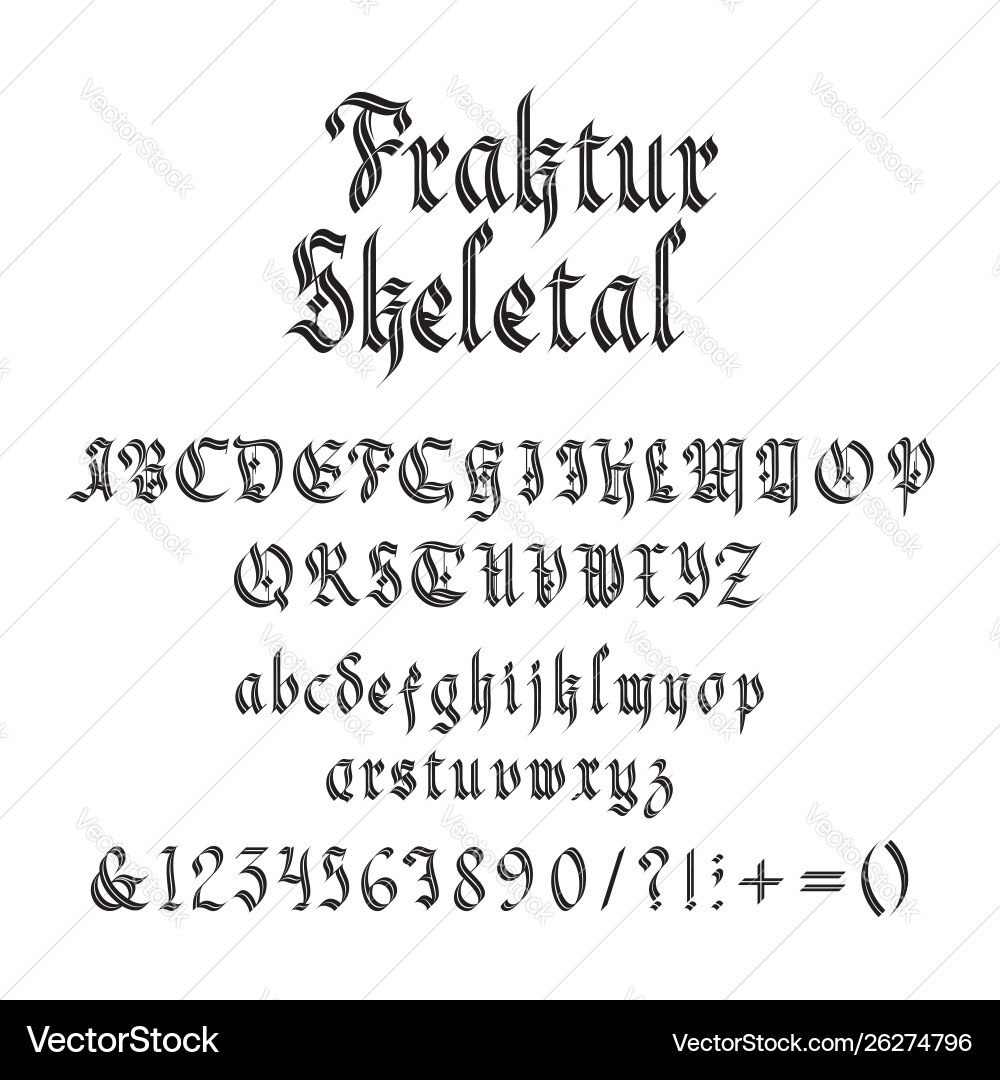 Vintage gothic font Vintage gothic font Vector Image