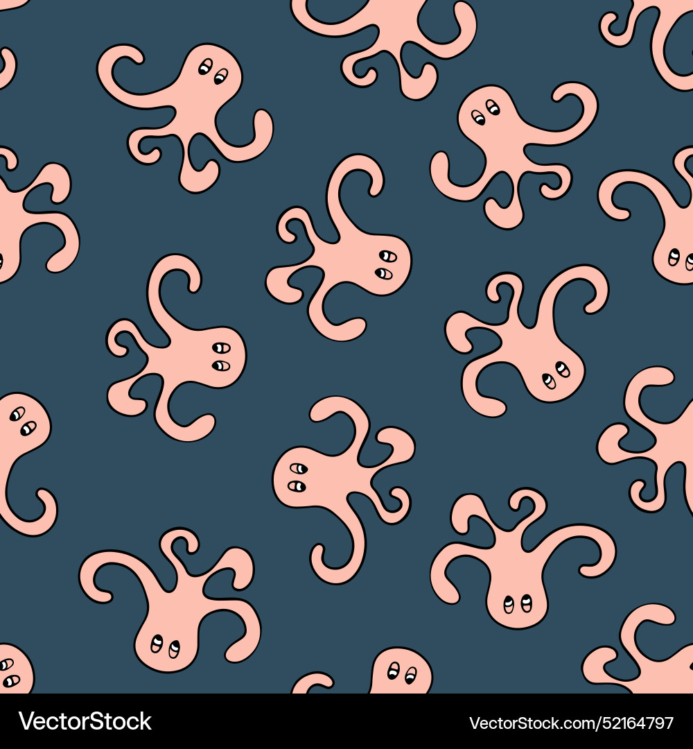 A pattern with octopuses A pattern with octopuses Vector Image