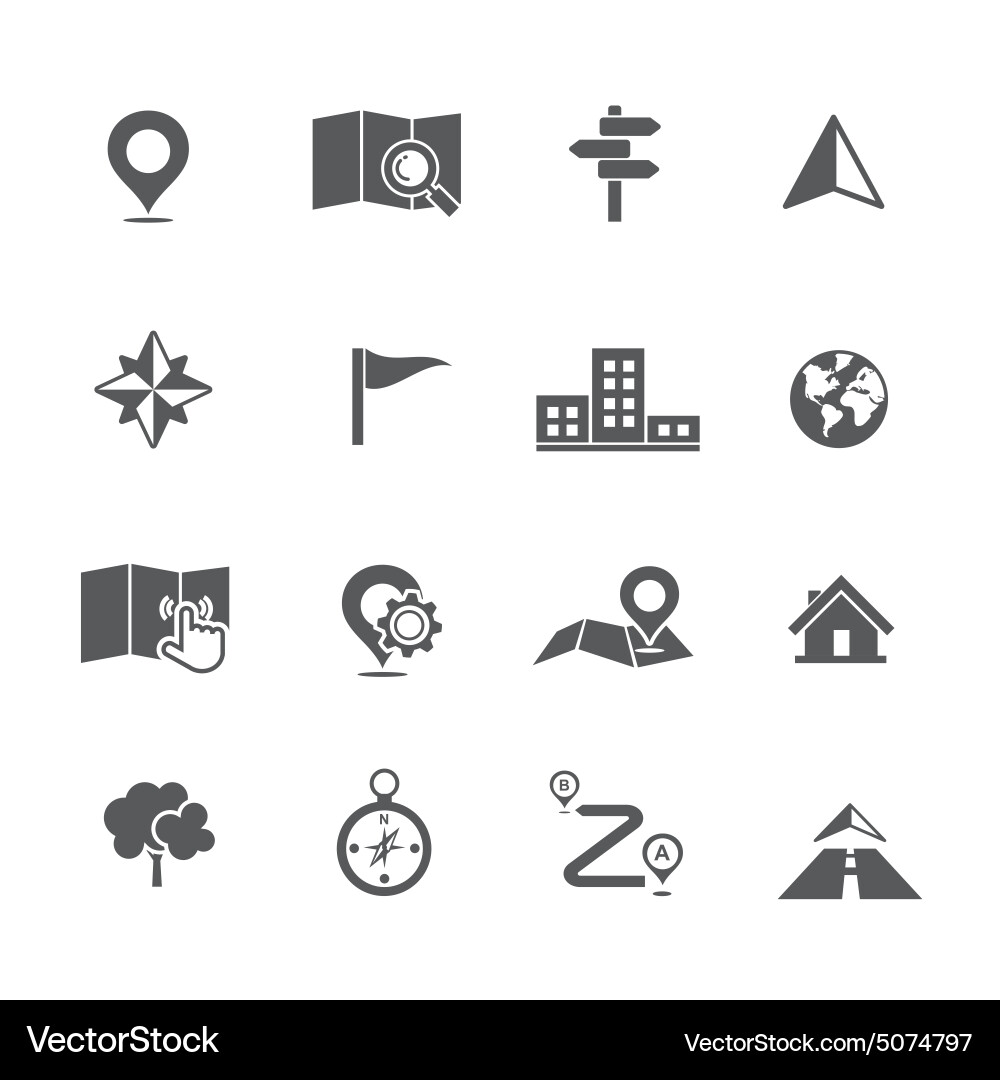 Map Navigation Icons Set vector image