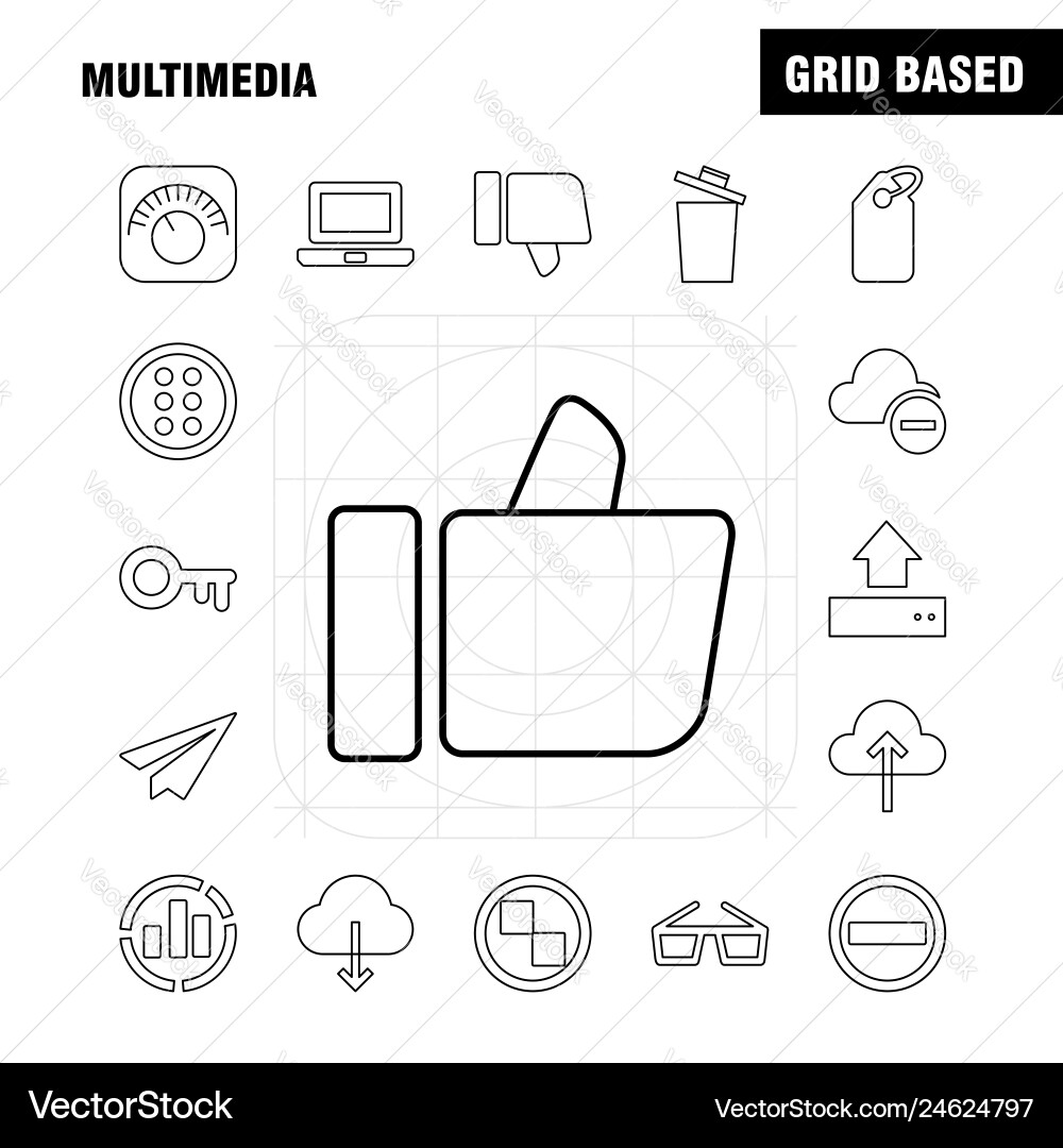 Multimedia line icon for web print and mobile Multimedia line icon for web print and mobile vector image