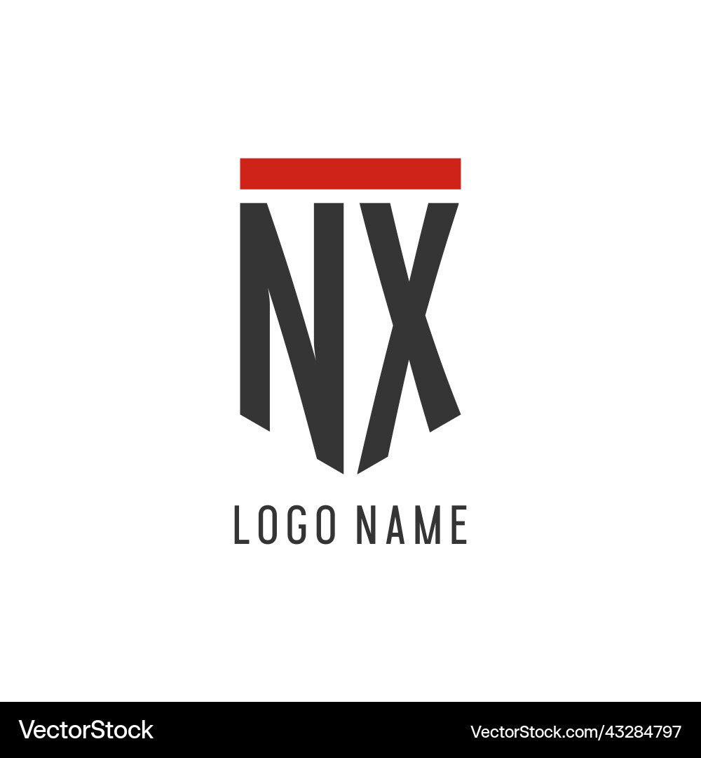 Nx initial esport logo with simple shield design Vector Image