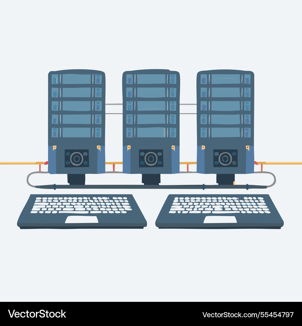 Rows of computers and gpus Rows of computers and gpus Vector Image