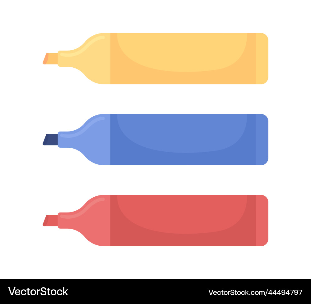 Textmarkers semi flat color objects set Textmarkers semi flat color objects set vector image